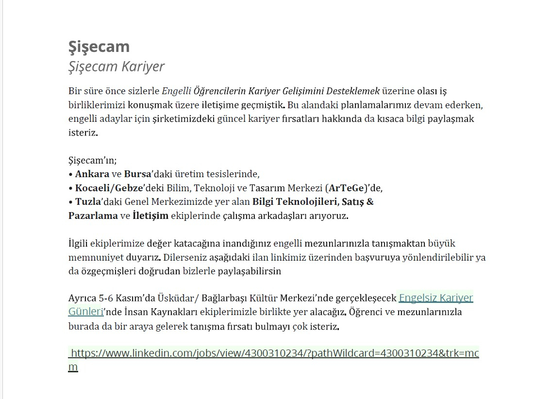 Şişecam Kariyer